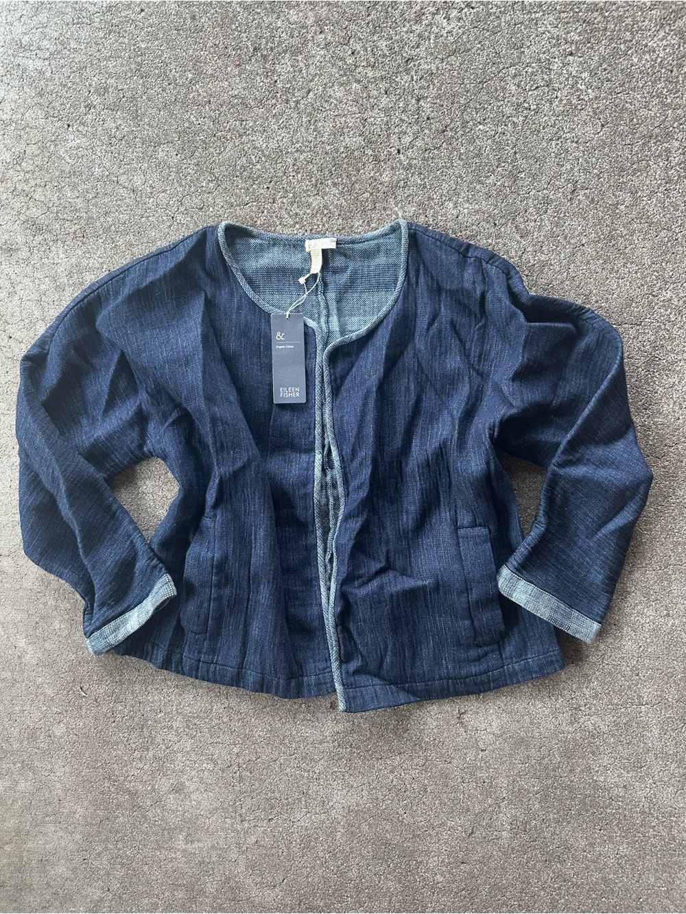 Eileen Fisher Chambray Organic Cotton Short Jacket
